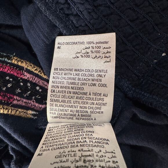 Style & Co Small Peasant Top Embroidered Tasseled Keyhole Cap Sleeve Stretch New - Picture 8 of 8